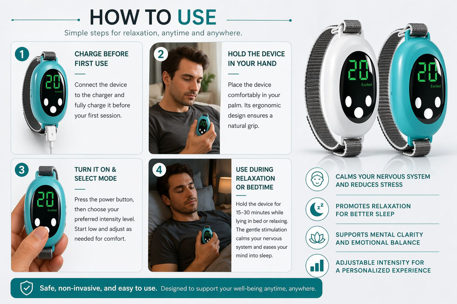 Better Sleeps™ Handheld Sleep Aid Device - helps you calm and sleep in 20 minutes